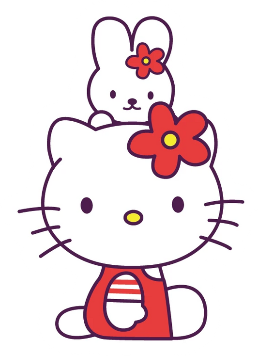 Hello Kitty Red Flower Bunny On Head Sticker