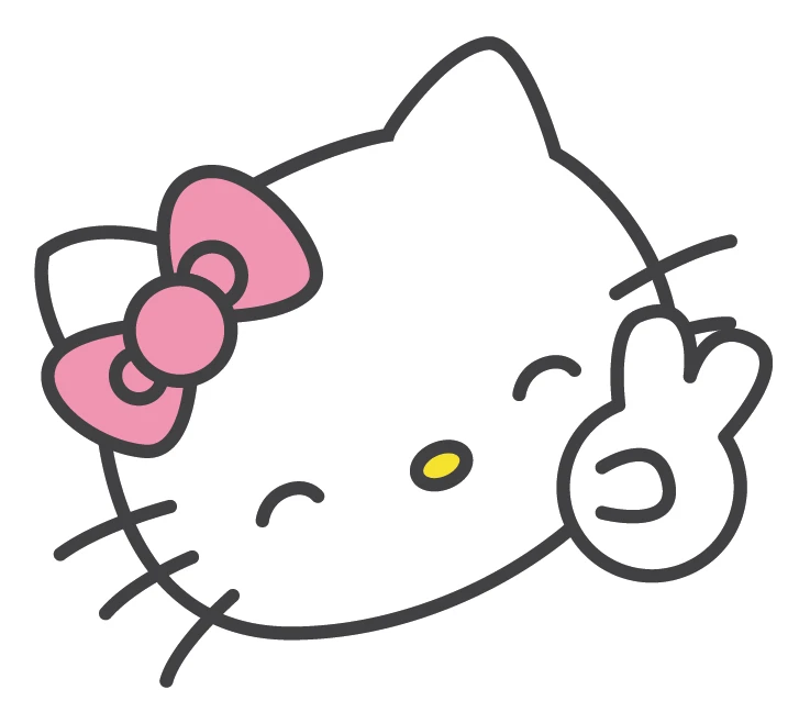 Hello Kitty Winking Peace Sign Pink Bow Sticker