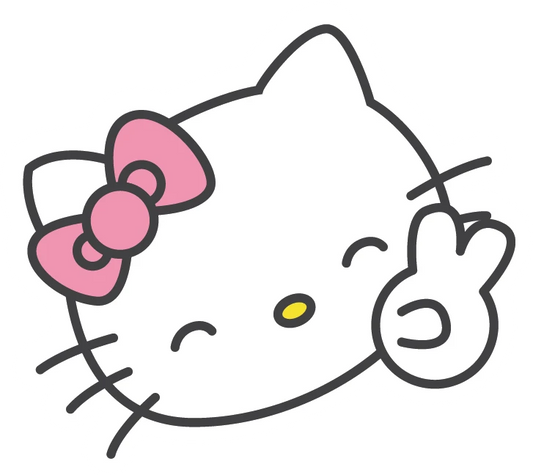 Hello Kitty Winking Peace Sign Pink Bow Sticker
