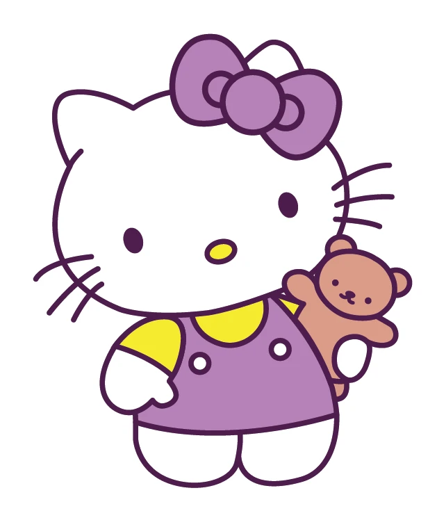 Hello Kitty Purple Dress Teddy Bear Sticker