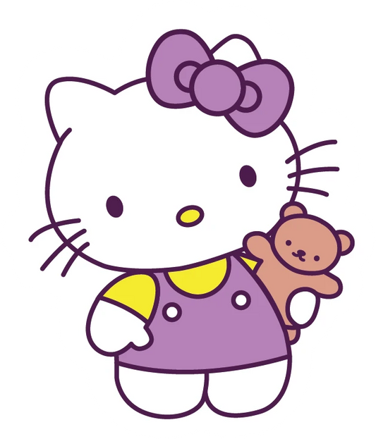 Hello Kitty Purple Dress Teddy Bear Sticker