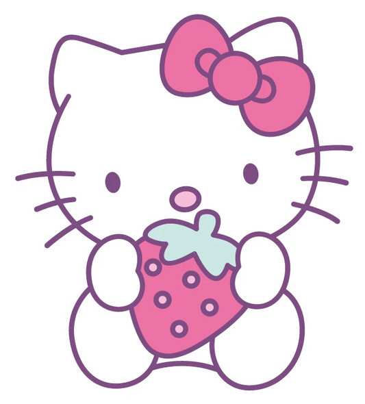 Hello Kitty Holding Strawberry Pink Bow Sticker