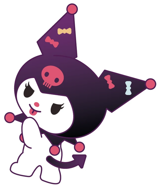Kuromi Running Tongue Out Skull Sticker