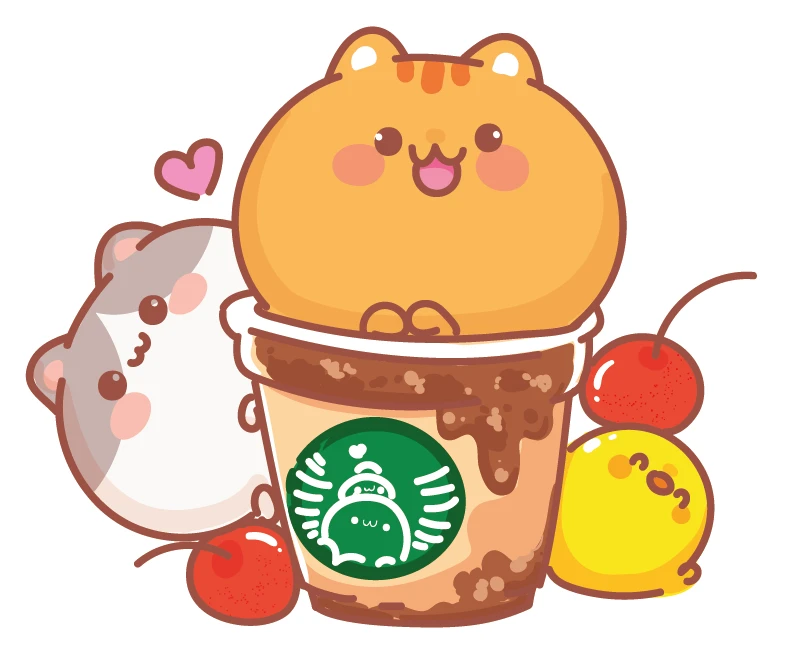 Kawaii Cat Starbucks Coffee Cup Sticker