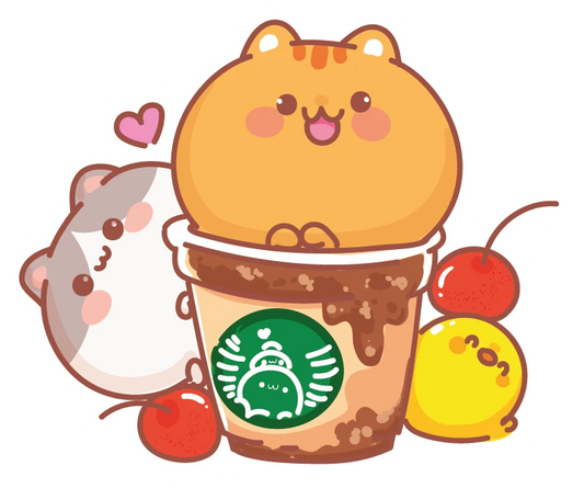 Kawaii Cat Starbucks Coffee Cup Sticker