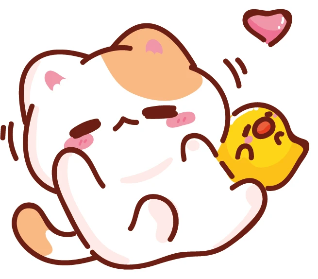 Kawaii Cat Squeezing Chick Love Sticker