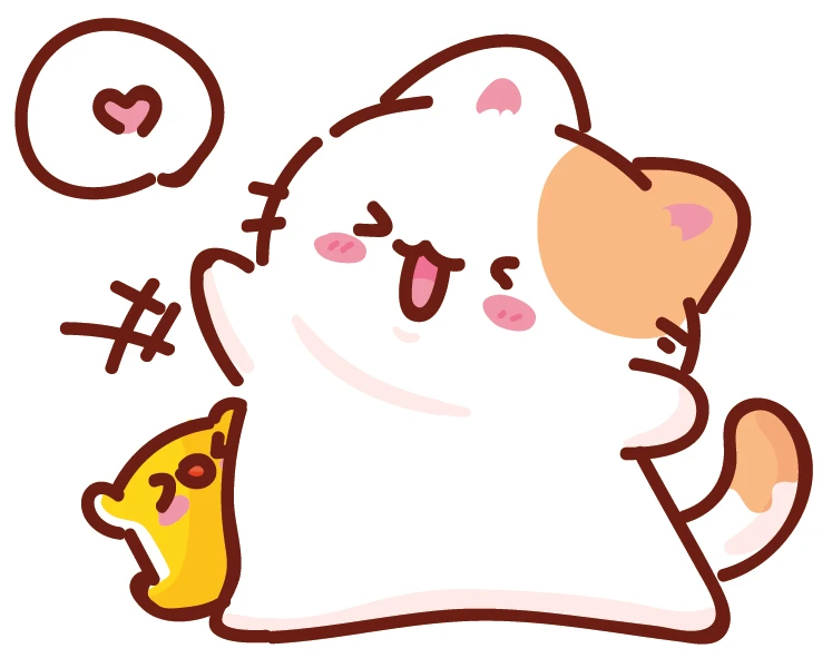 Kawaii Chubby Cat Happy Laughing Chick Sticker