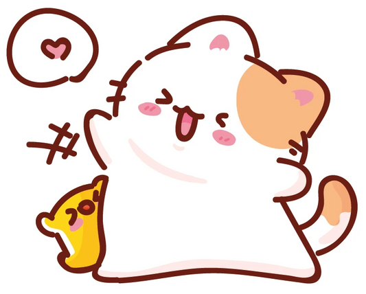 Kawaii Chubby Cat Happy Laughing Chick Sticker