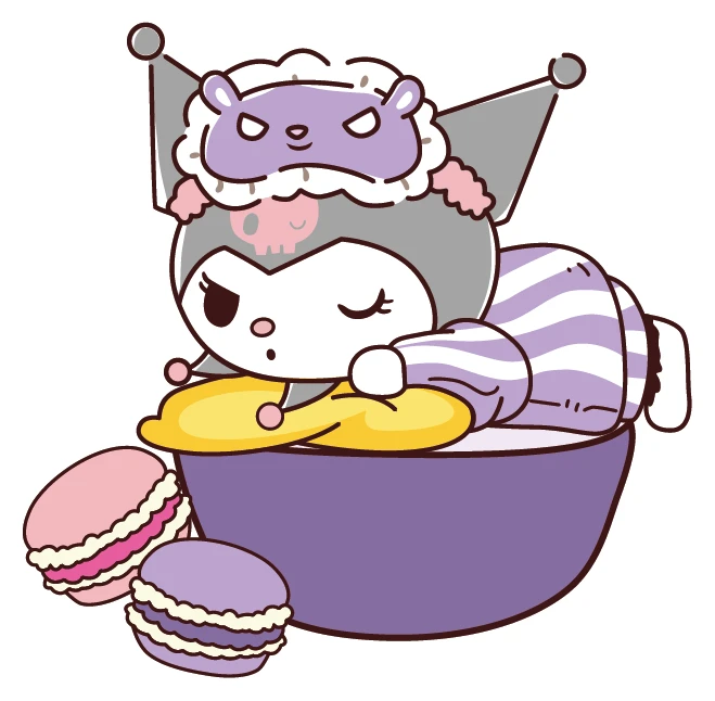 Kuromi Sleeping Bowl Sleep Mask Macarons Sticker