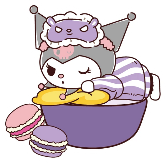 Kuromi Sleeping Bowl Sleep Mask Macarons Sticker