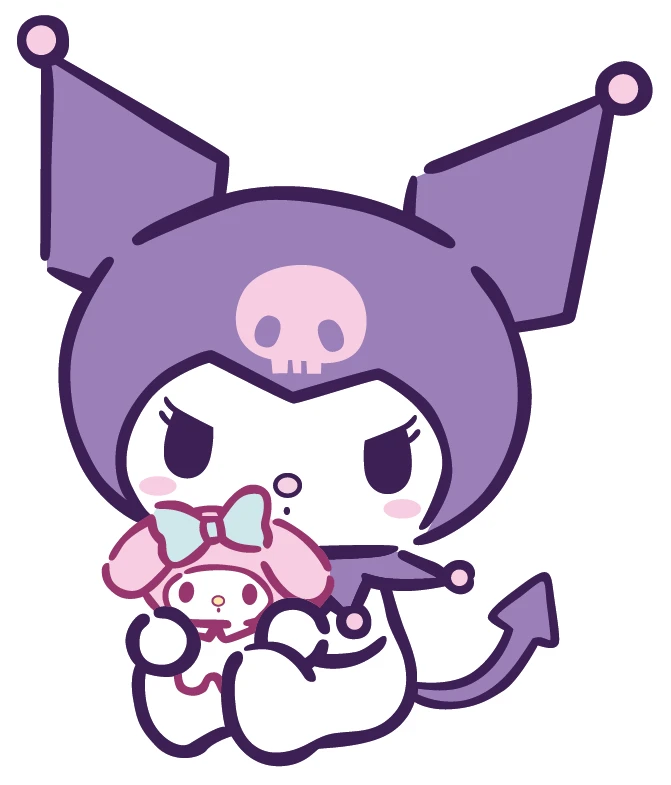 Kuromi Holding My Melody Plush Sticker