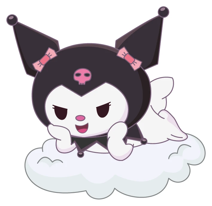 Kuromi Lying On Cloud Pink Bows Sticker