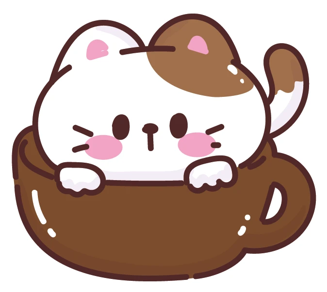 Kawaii Mochi Cat In Coffee Cup Sticker