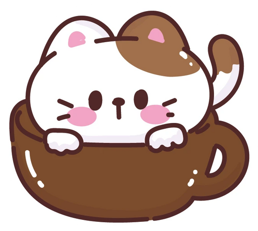 Kawaii Mochi Cat In Coffee Cup Sticker