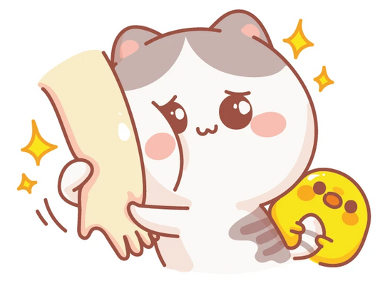 Kawaii Mochi Cat Being Hugged With Chick Sticker