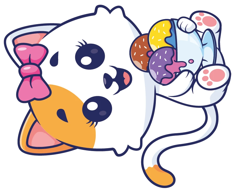 Kawaii Cat Duo With Donuts Sticker