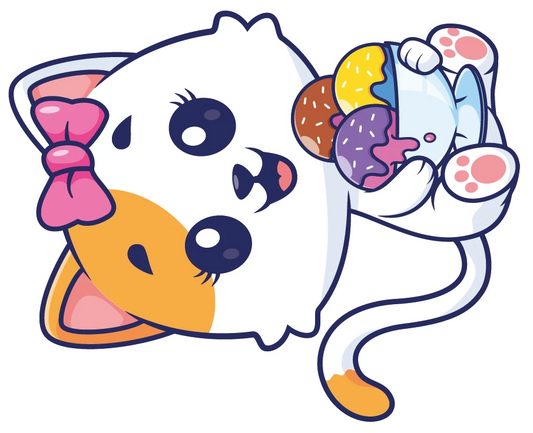 Kawaii Cat Duo With Donuts Sticker