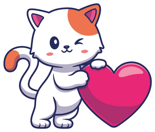 Kawaii Calico Cat Winking Heart Sticker