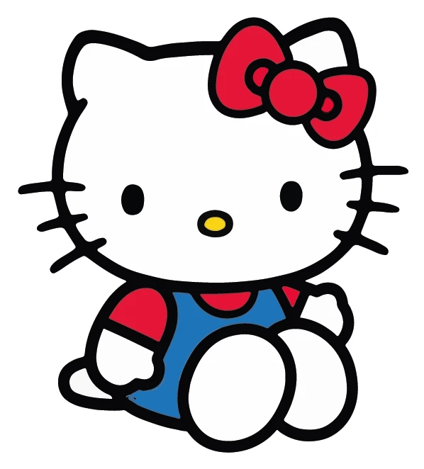 Hello Kitty Classic Sitting Blue Overalls Sticker