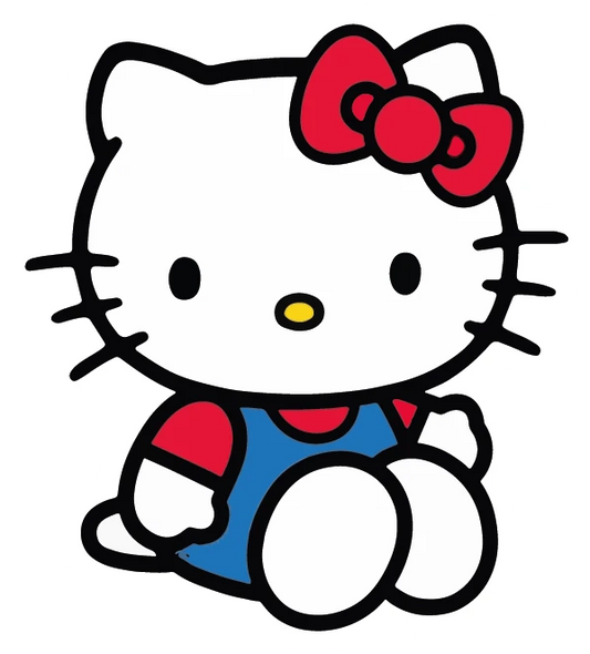 Hello Kitty Classic Sitting Blue Overalls Sticker