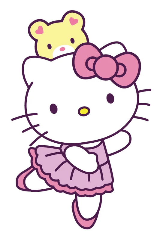 Hello Kitty Ballet Bear On Head Purple Sticker
