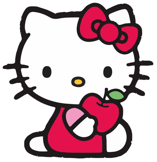 Hello Kitty Holding Apple Red Bow Sticker