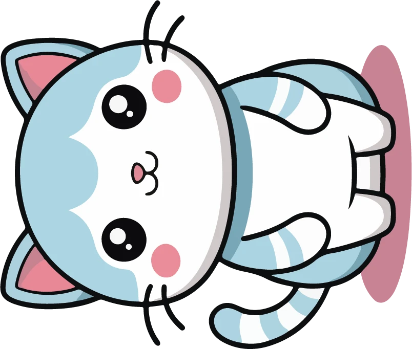 Kawaii Blue Striped Cat Rolling Sticker