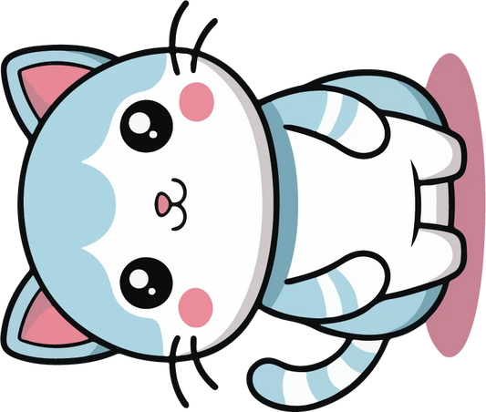 Kawaii Blue Striped Cat Rolling Sticker