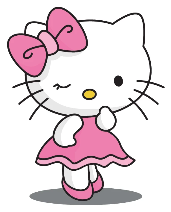 Hello Kitty Dancing Pink Dress Winking Sticker