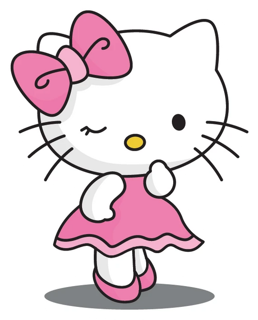 Hello Kitty Dancing Pink Dress Winking Sticker