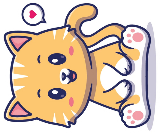 Kawaii Orange Tabby Cat Lying Love Sticker
