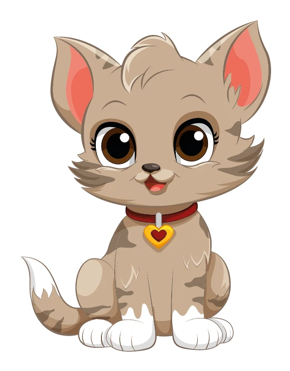 Cute Tabby Kitten Heart Collar Sitting Sticker