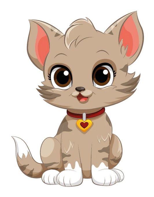 Cute Tabby Kitten Heart Collar Sitting Sticker