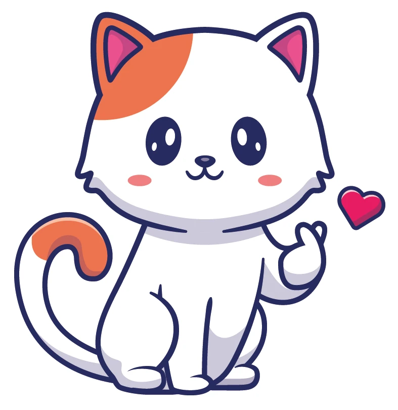 Kawaii Calico Cat Winking Mini Heart Sticker