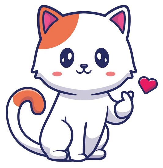Kawaii Calico Cat Winking Mini Heart Sticker
