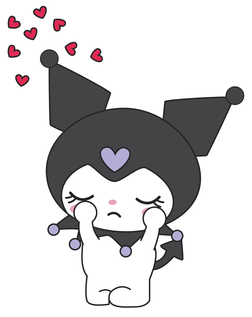 Kuromi Crying Happy Tears Hearts Sticker