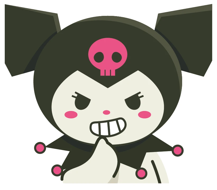 Kuromi Angry Gritting Teeth Flat Style Sticker