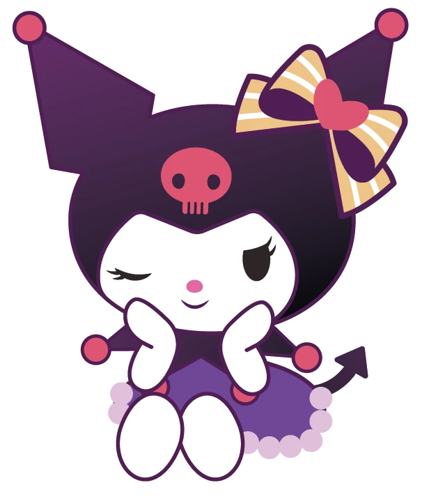 Kuromi Winking Sitting Gold Bow Sticker