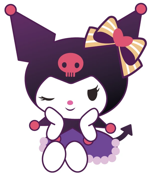 Kuromi Winking Sitting Gold Bow Sticker