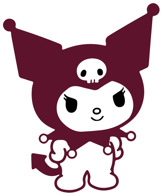 Kuromi Dark Maroon Silhouette Style Sticker