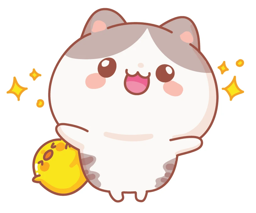 Kawaii Mochi Cat Happy Sparkles Chick Sticker