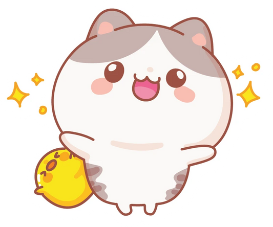 Kawaii Mochi Cat Happy Sparkles Chick Sticker