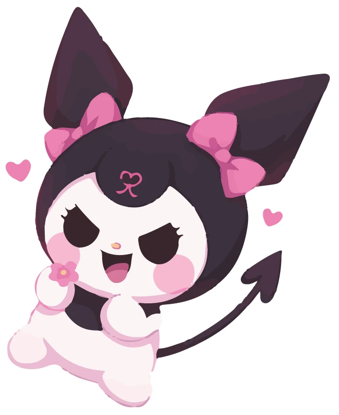 Kuromi Pink Pastel Flower Happy Sticker