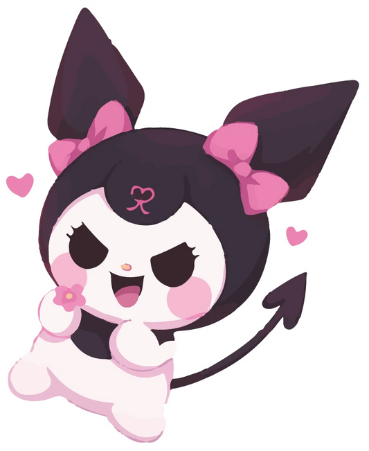 Kuromi Pink Pastel Flower Happy Sticker
