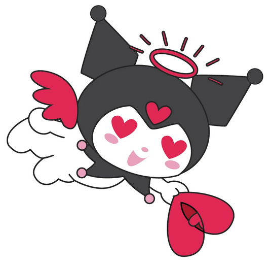 Kuromi Angel Halo Heart Eyes Sticker