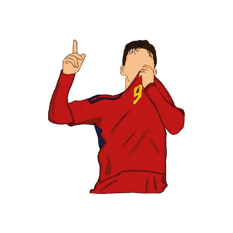 Fernando Torres #9 Spain shirt over face celebration football sticker