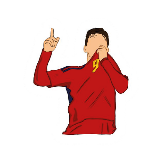 Fernando Torres #9 Spain shirt over face celebration football sticker